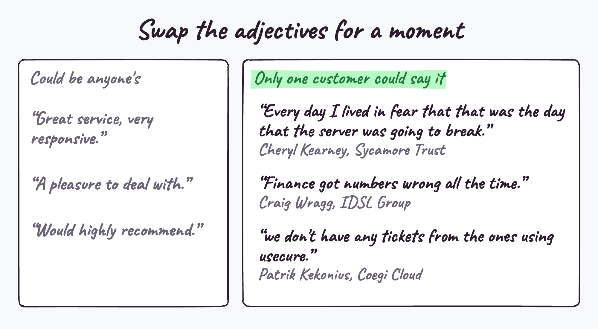Testimonials that don't work, and ones that do