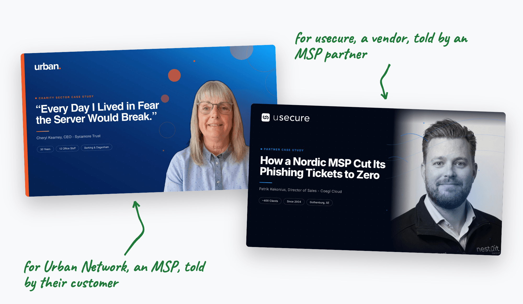 Cheryl Kearney's case study and Patrik Kekonius's, side by side